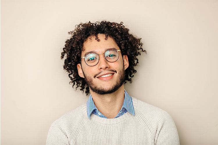 man with lenses and a rectangular face shape